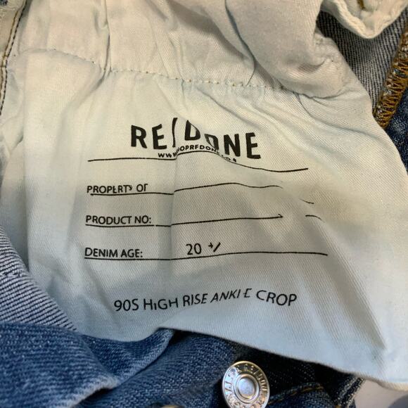Re/Done 90s High Rise Ankle Crop Jeans sz 24 - Picture 7 of 9